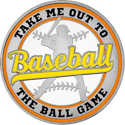 Yellow "Baseball" with Orange Outer Circular Borders